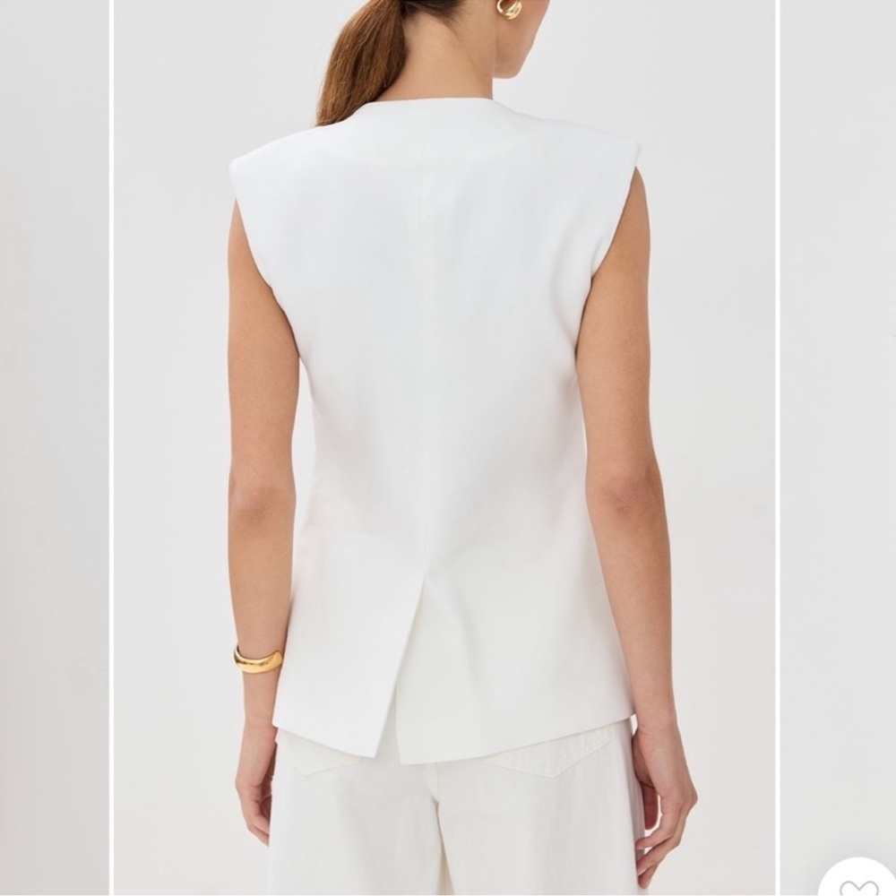 ✨NWT ✨ Veronica Beard Tamara Linen Vest Off-White Single-Breasted Split-Hem Vest - Picture 2 of 12
